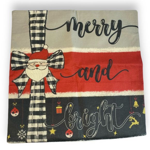 Red Christmas Pillow Covers 20x20 Set of 4 Santa Snowman Snowflake Farmhouse 176 - Picture 11 of 16